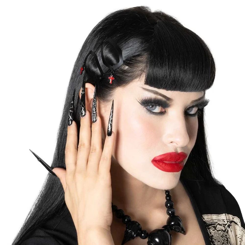 Kreepsville - Coffin Snap Black Cross Charm Haarclip - Zwart